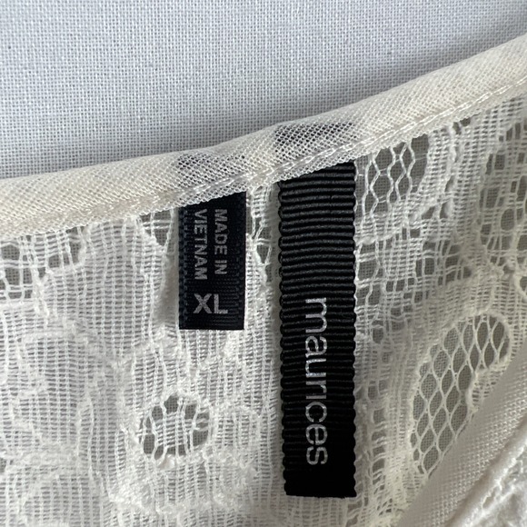 Maurices Lace Top Womens XL Sheer Ivory Fairy Blouse Boho Feminine Romantic - Picture 4 of 13